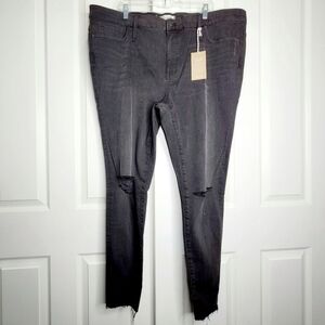 Madewell 9" High-Rise Skinny Jeans Size 37 Black Plus Size Ripped Distressed NWT